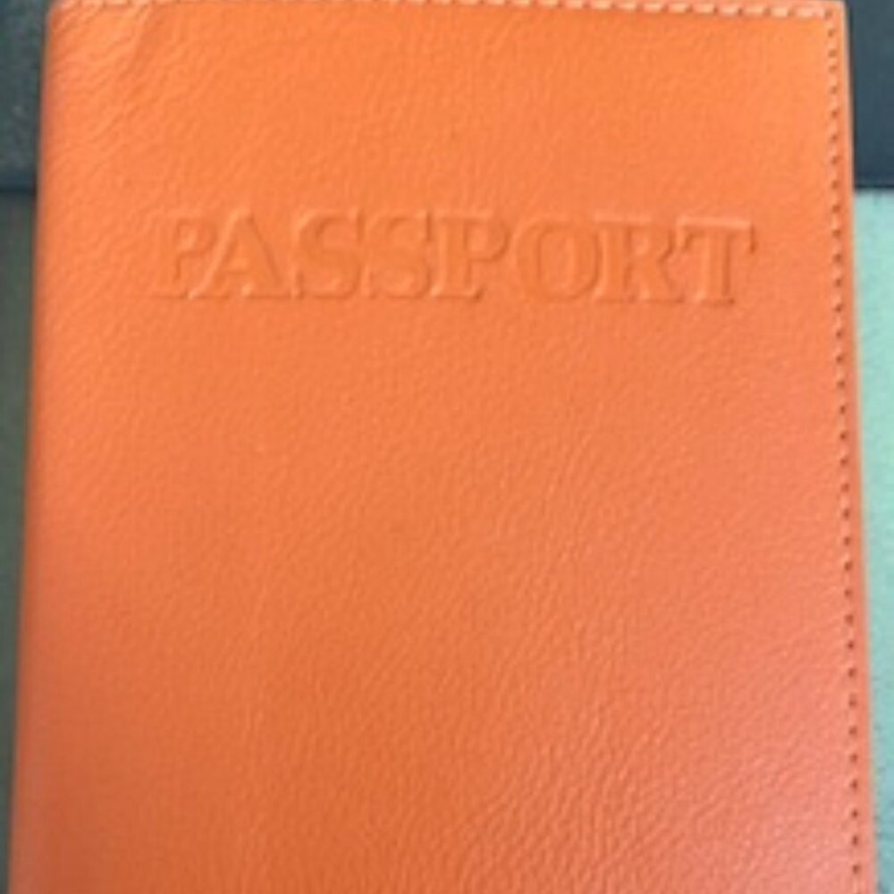 Orange Leather Passport Cover/Case